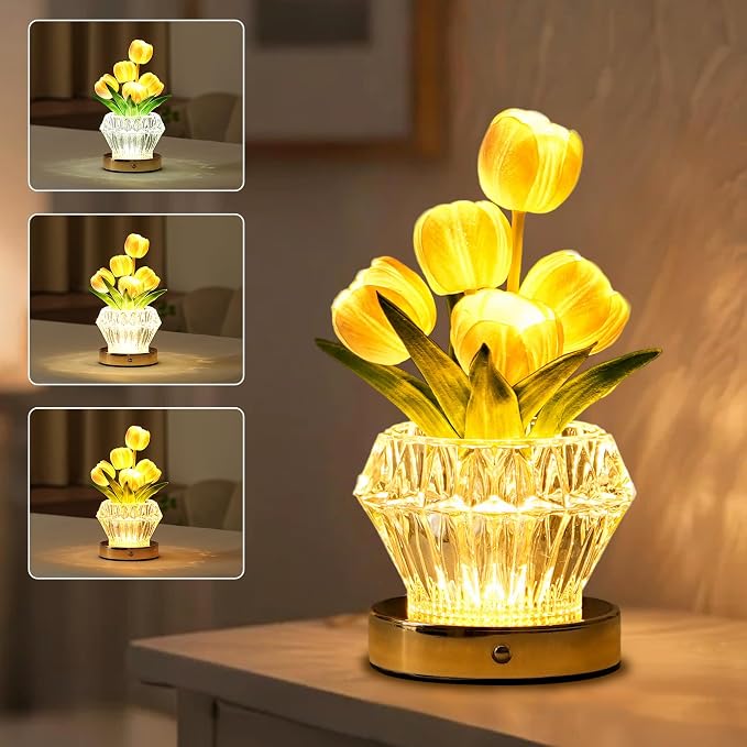 Artificial Purple Tulip Flower Lamp Night Light by Hibeauti