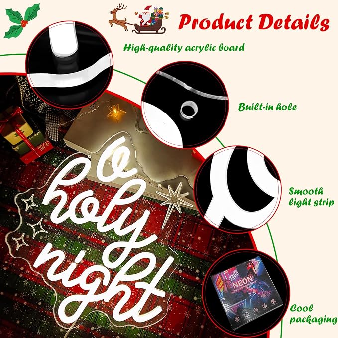 O Holy Night Neon Sign Christmas Jesus Decorations LED Lights - Image 4