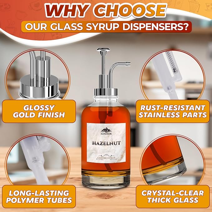 Set of 4 Glass Syrup Bottle - Image 3
