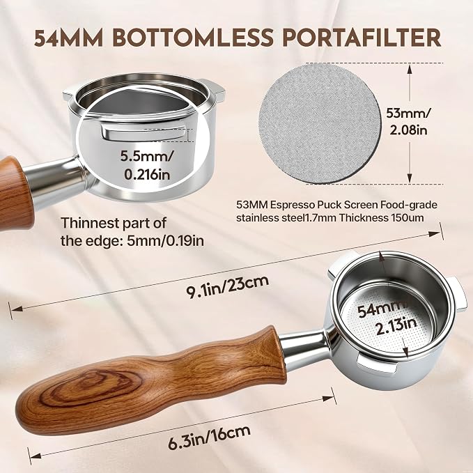 54mm Bottomless Portafilter for Breville Sage Barista Express Pro, Naked - Image 5