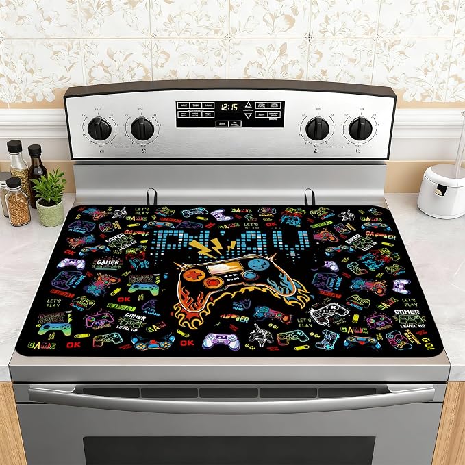 Game Stove Top Cover for Electric Stove 28"x20", Gamer Ceramic Stove top Cover by Unknown