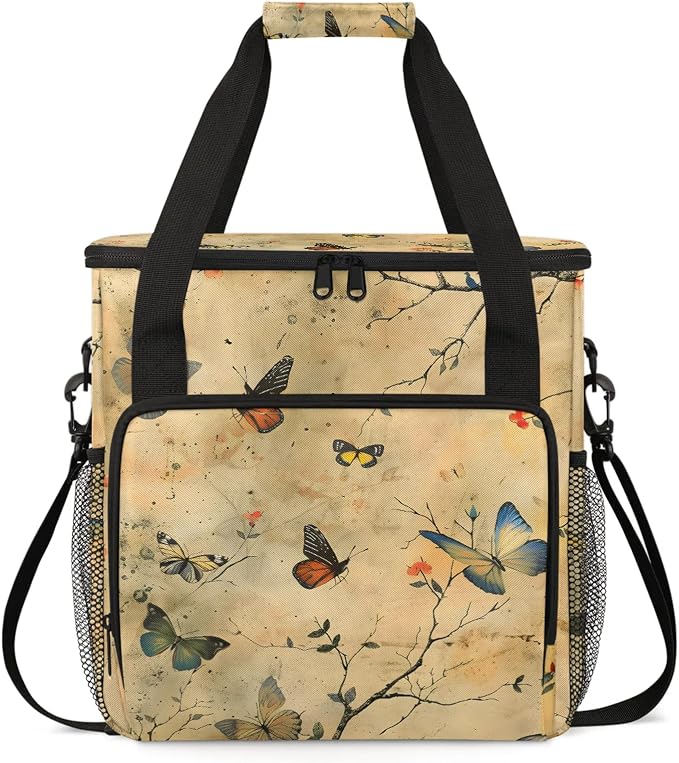 Vintage Butterfly Flower Coffee Maker Carring Bag, Large Insulated Storage by Home