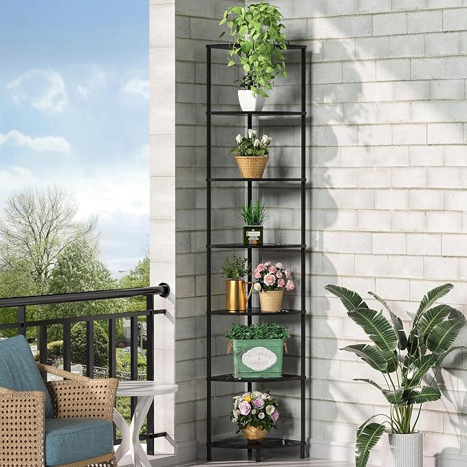 Book Corner Shelf, 7 Tier Corner Bookshelf Display - Image 6