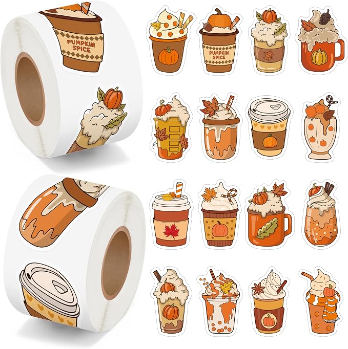 Haooryx Fall Coffee Sticker Roll by Haooryx