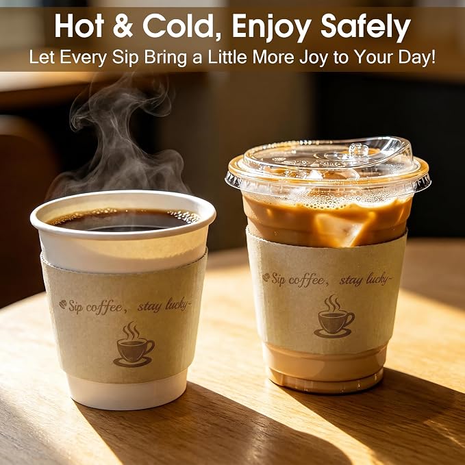 Kochorie 500 Pack Coffee Cup Sleeves Disposable Kraft Paper Coffee Sleeves - Image 5