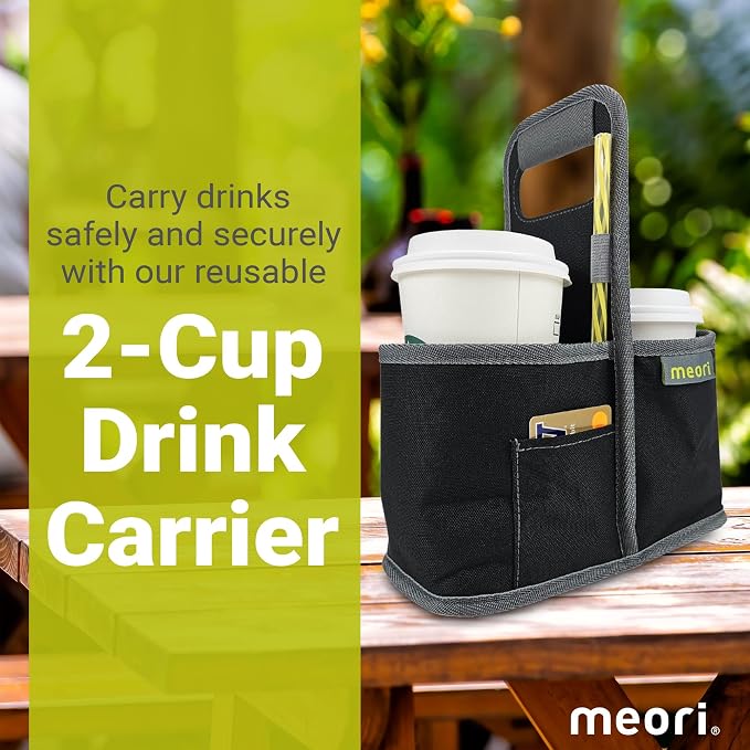 meori Reusable Drink Carrier 2 Cup, Take Out Cup Carrier, Collapsible, Coffee - Image 2