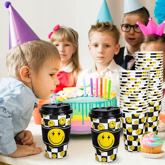 Whaline 50Pcs Smile Face Disposable Paper Cups - Image 5