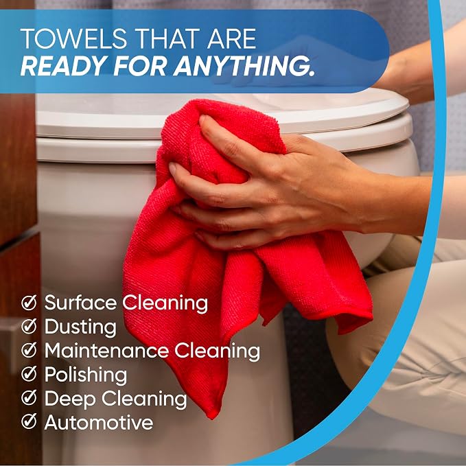 Microfiber Wholesale Bulk 16" x 16" All Purpose Towels Case Quantity | Large | - Image 4