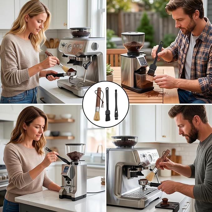 3-Piece Coffee Brush Kit, Coffee Grinder Brush Set, Espresso Machine Cleaning - Image 7
