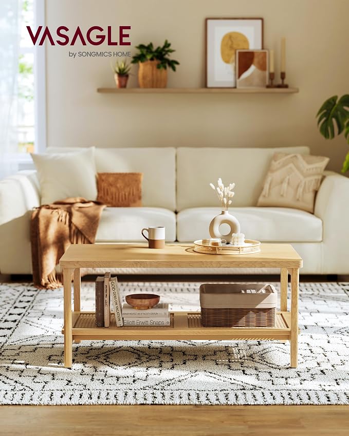 VASAGLE 2-Tier Coffee Table for Living Room, Rectangular Living Room Table - Image 2