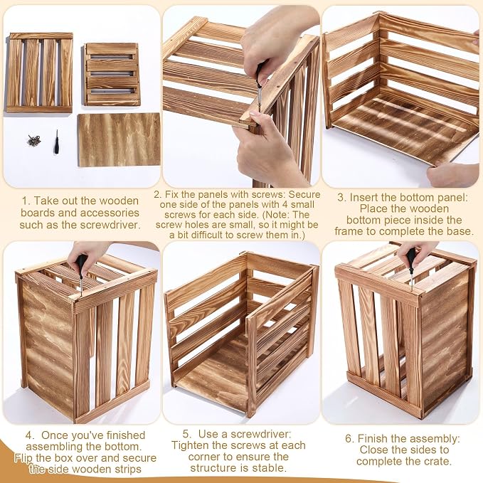 Ripeng 3 Pack Wooden Large Crates Storage Crate Decorative Wood Crates Wooden - Image 4