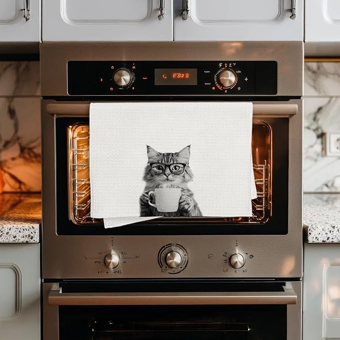 Funny Cat Decor Coffee Kitchen Towels Gift, Cat Gifts - Image 4