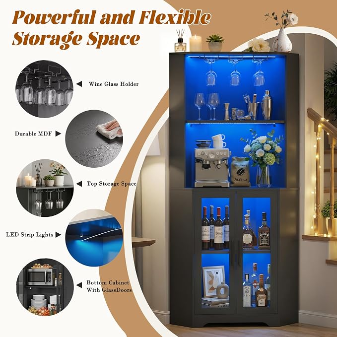 65" Tall Corner Wine Cabinet - Image 5