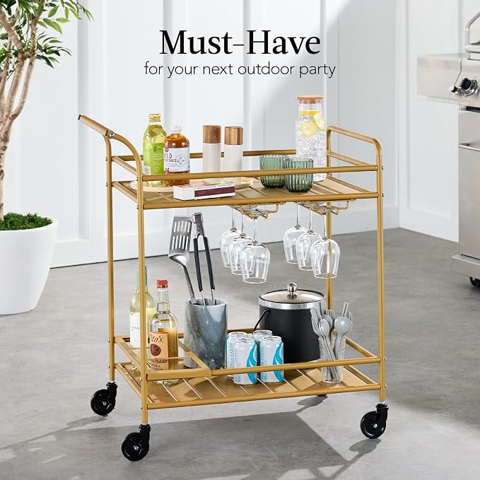 Best Choice Products Rolling Bar Cart, Mobile Home Bar Serving Cart, Serving - Image 3