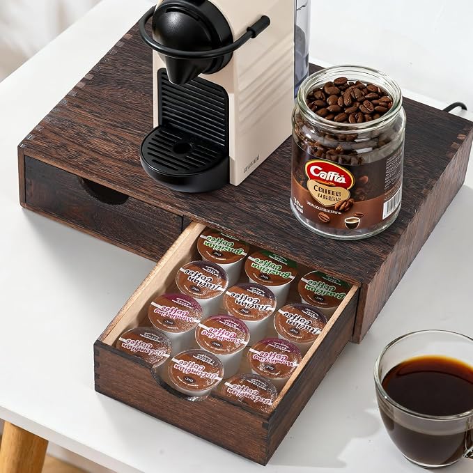 Wooden K Cup Organizer Coffee Pod Storage Box, Coffee Pod and Tea Bag Holder by QYJinlida