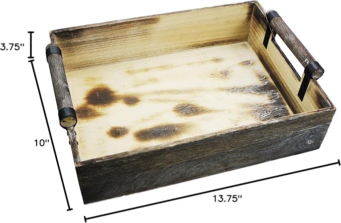 Admired By Nature 13.75 inch Wooden Rustic Décor Serving Tray - Image 8