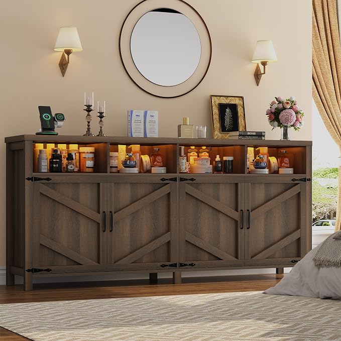 knoworld Buffet Sideboard with Storage Farmhouse with 4 Doors, Dining Room - Image 9