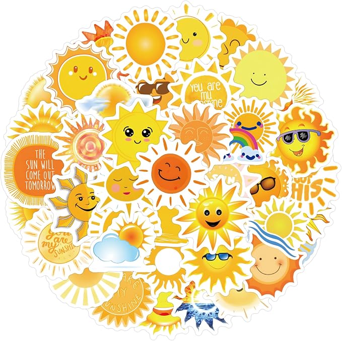 110PCS Sunshine Stickers, Colorful Waterproof Vinyl Decals by Unknown