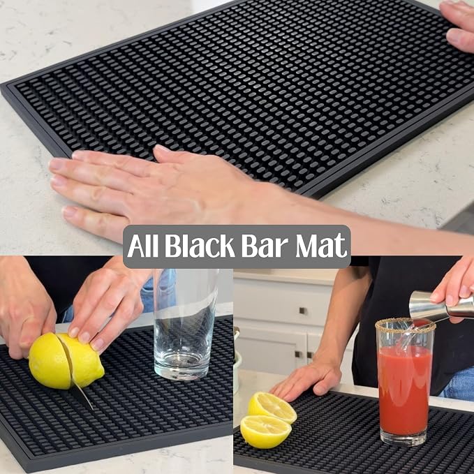 Bar Mat All Black 18x12 in Silicone, Non-Slip Bartending Mat - Image 4