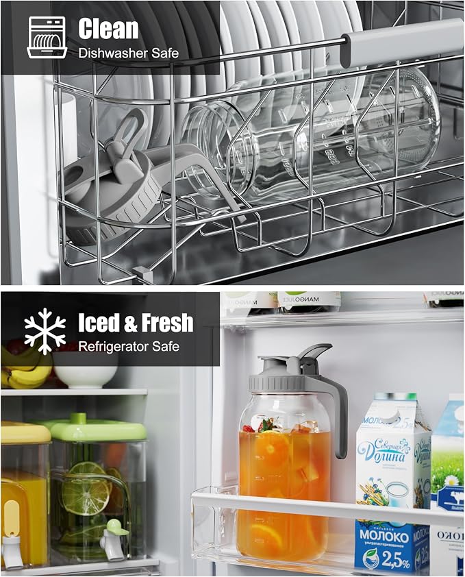 OneDream 64oz Mason Jar Pitcher, Airtight & Leakproof Glass Pitcher - Image 4