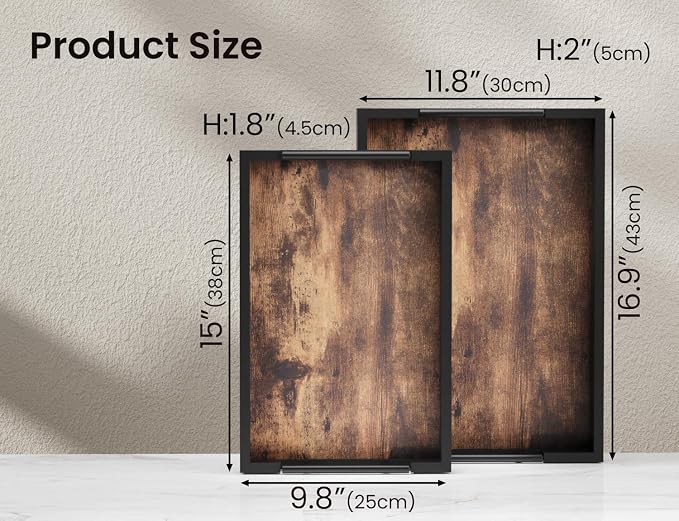 Fibogollo Wooden Set of 2 Serving Tray - Image 6