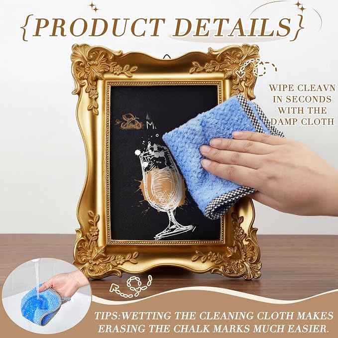 1 Pack Framed Tabletop Chalkboard Sign, Rustic Frame, Hanging Chalkboard - Image 4