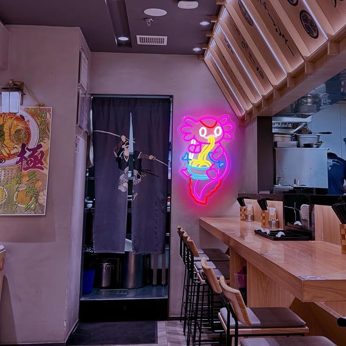 Axolotl Ramen Neon Sign for Wall Decor Dimmable Axolotl Eating Noodles LED Neon - Image 7