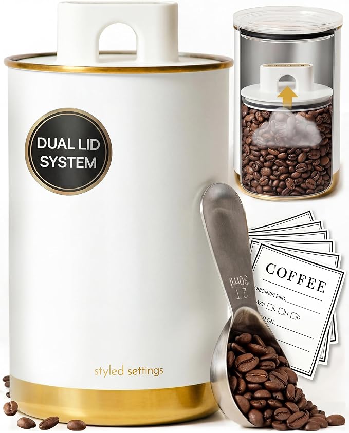 STYLED SETTINGS Vacuum Coffee Canister by STYLEDSETTINGS