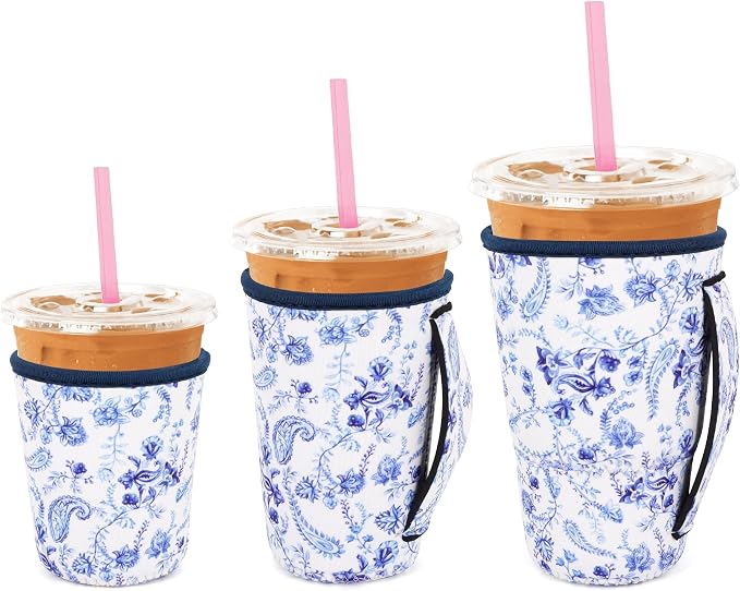 3 Pack Iced Coffee sleeve Insulated Neoprene Cup Sleeves by Snowso