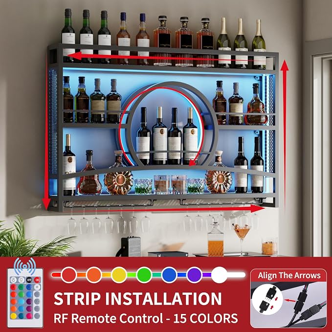 Boshen 3-Tiers 46in Wine Rack Wall Mounted - Image 4