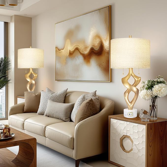 Scenekoy Sculptural Resin Table Lamp Set of 2 - Image 6
