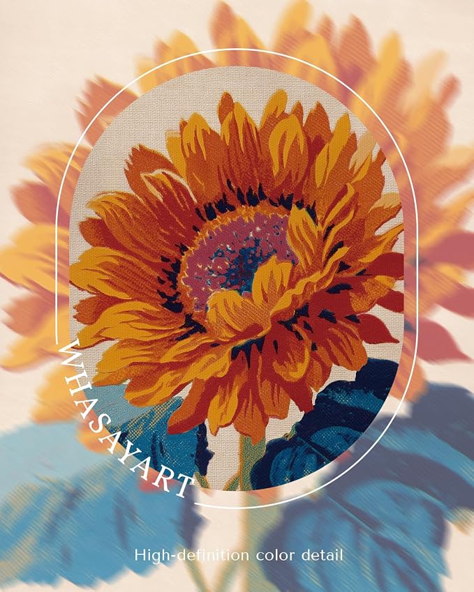 Vintage Sunflower Serie July Wall Art Framed Canvas Print 12x16, Retro - Image 7