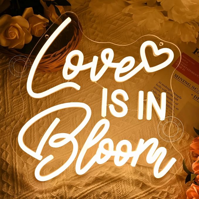 SYLHOME Love Is In Bloom Led Neon Light Sign Heart Bedroom Nursery Wall Sign - Image 4