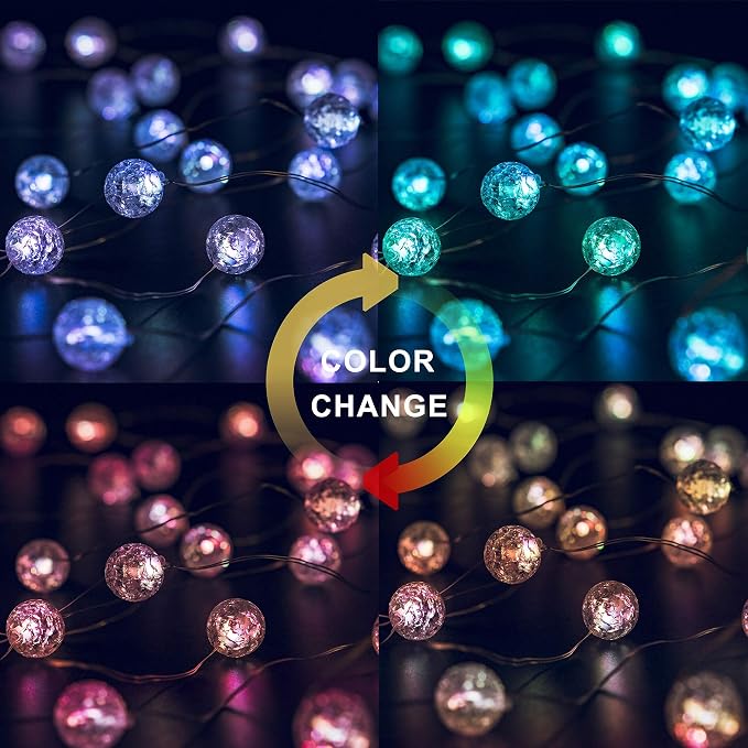 Globe String Lights for Bedroom, Crystal Crackle Small Ball Lights for Classroom - Image 6