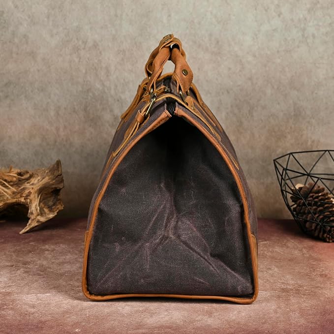 Water Resistant Canvas + Leather Travel Luggage Tote Duffle Gym Suitcase - Image 4