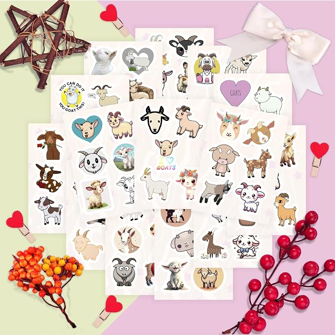 100Pcs Cute Goat Stickers for Water Bottle and Laptop - Image 5