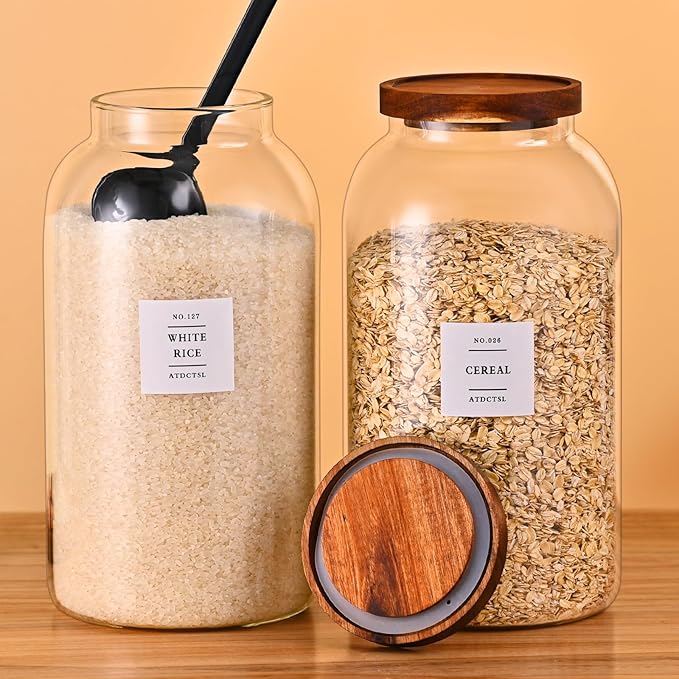 2 PCS Large Glass Jar With Lid，Glass Food Storage Jars - Image 2
