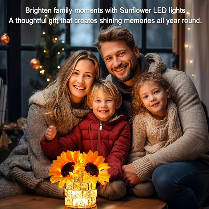 Sunflower Flower Lamp Gifts for Women, 3 Color Dimming Night Light for Womens - Image 8