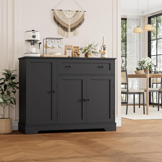 HOSTACK Buffet Cabinet with Storage, Modern Sideboard Buffet with Doors - Image 2