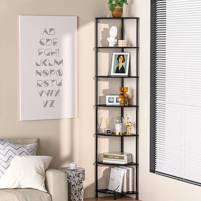Book Corner Shelf, 7 Tier Corner Bookshelf Display - Image 4