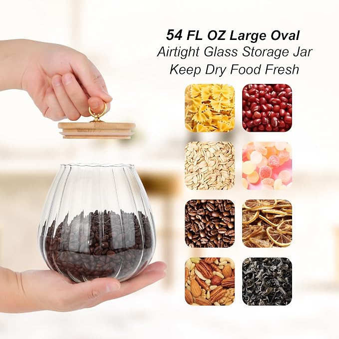 FANTESTICRYAN Glass Coffee Nuts Canister Airtight Storage Jar Petal Decorative - Image 5