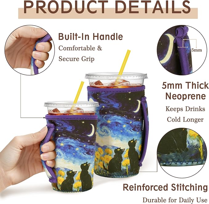 KJQJLY 3 Pack Reusable Iced Coffee Sleeves - Image 4