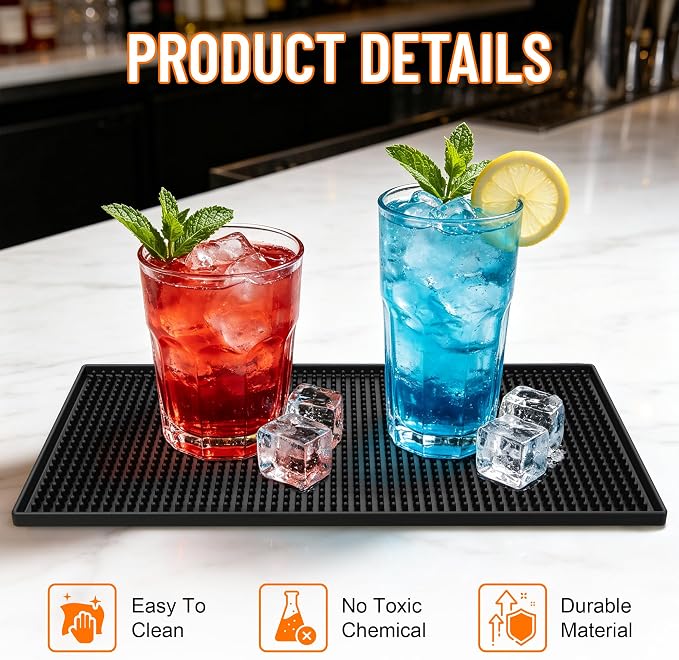 Xibany Bar Mat, Non-slip Spill Proof Matt, PVC Dish Drying May - Image 5