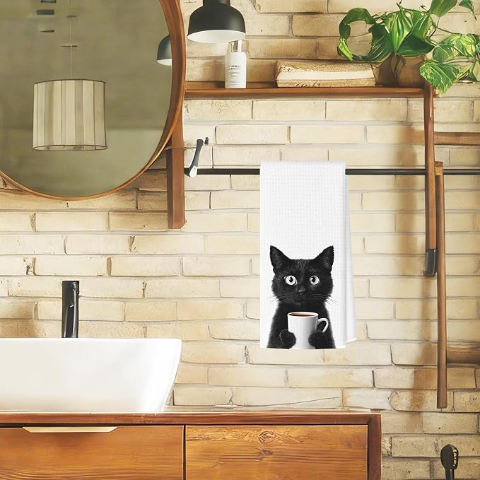 Funny Black Cat Kitchen Towels, Cats Kitchen Bar Accessories, Cat Lovers Chef - Image 4