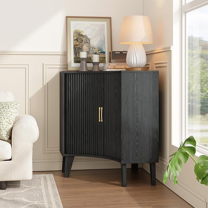 Fluted Corner Cabinet, Small Corner Floor Cabinet - Image 7