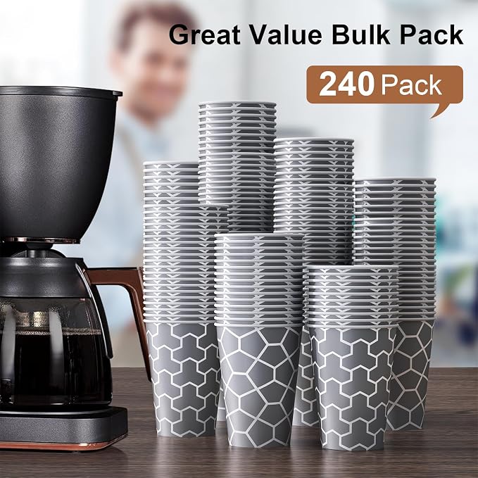 Coffee Cups 12 oz Paper Cups 240 Pack, Disposable Coffee Cups 12 oz Hot Cup - Image 8