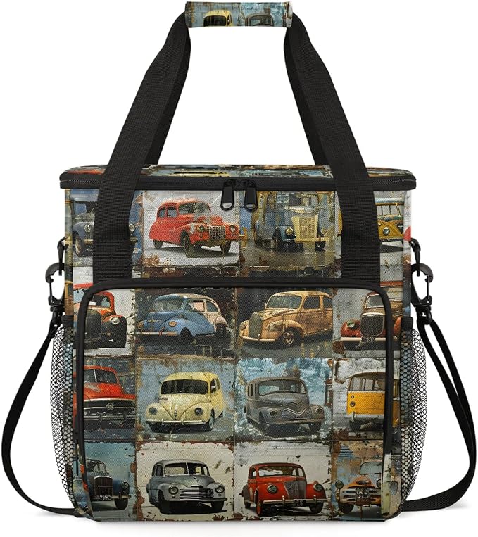 Vintage Car Theme Coffee Maker Carring Bag, Large Insulated Storage Organizer by Home
