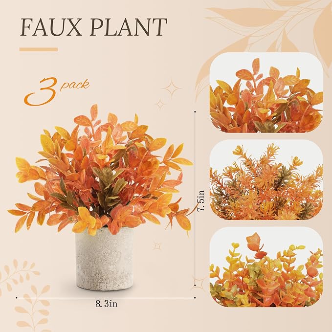Der Rose 3 Pack Fake Plants Artificial Plastic Eucalyptus in Pot - Image 3