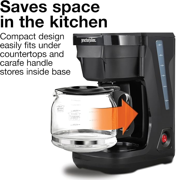 Proctor Silex FrontFill Drip Coffee Maker, 12 Cup Glass Carafe - Image 3