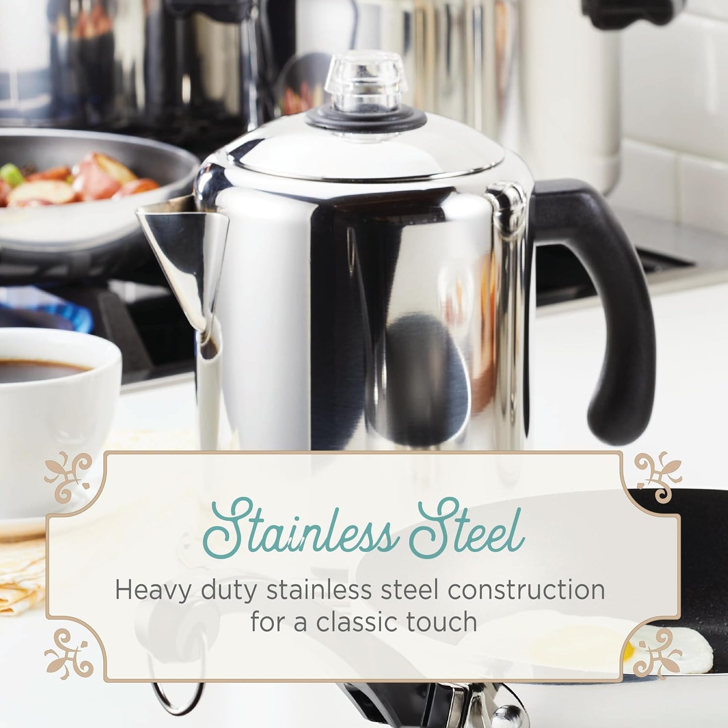 Farberware Classic Yosemite Stainless Steel Coffee Percolator - 8 Cup, Silver